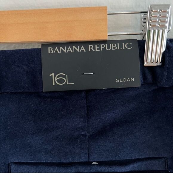 NWT $110 Banana Republic Sloan Fit Blue Stretch Velvet Pants Size 16L - Picture 6 of 6